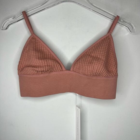 Jonathan Simkhai Standard Rose Pink Waffle-Knit Cotton Bralette XS - Picture 2 of 5